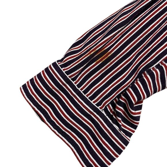 MAEVE ANTHROPOLOGIE Adelaide Poplin Button Down Shirt Red Blue Striped Small - Picture 8 of 11